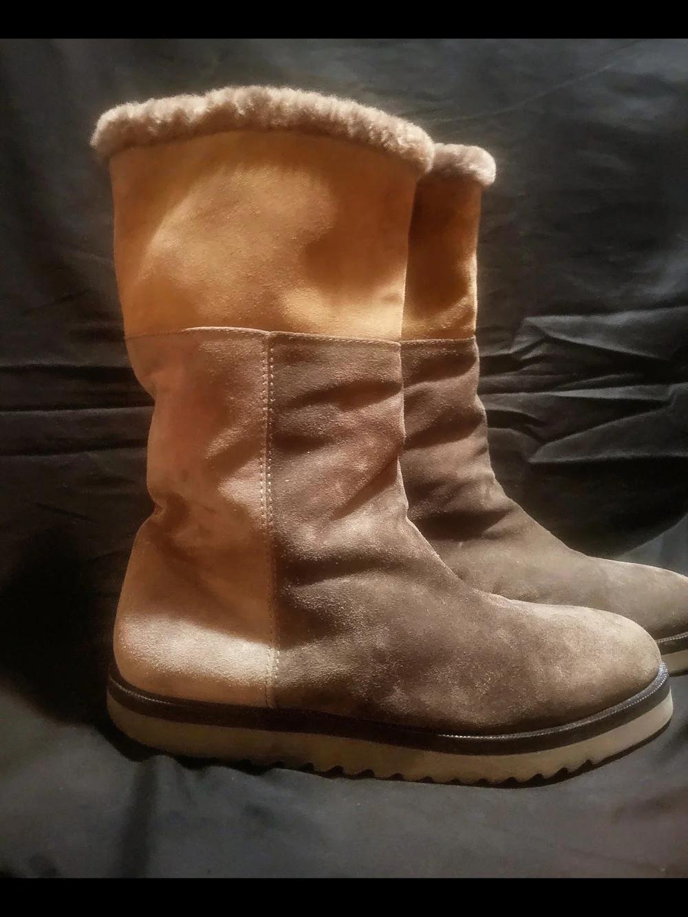 Aquatalia Boots Suede Mid Calf Faux Fur Lined Size 10